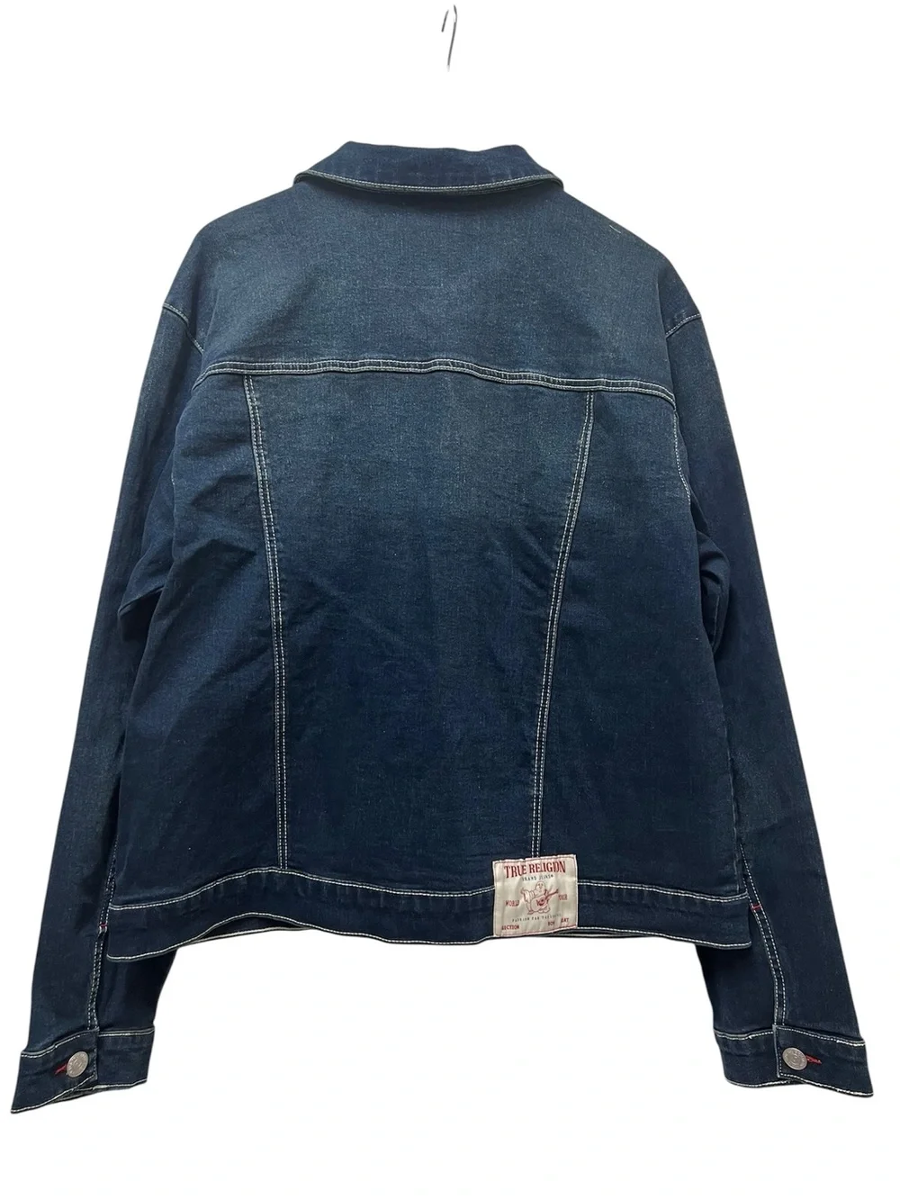 True Religion Men's Denim Red Stitched Trucker's Jacket Size X-Large NWT